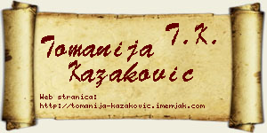 Tomanija Kazaković vizit kartica
